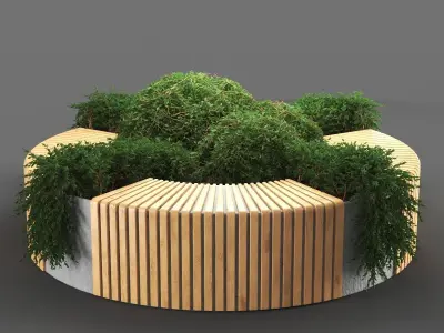 bench615 bench made of wood and plants 3D model