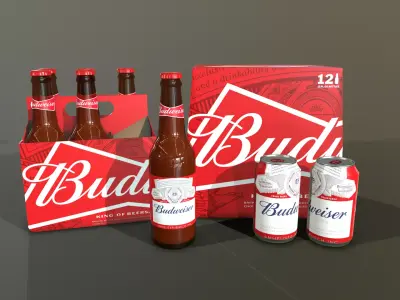 Beer Budweiser Low-poly 3D model