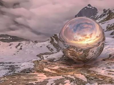 Epic Watzmann Summit Sunrise Above Sea of Clouds HDRI 8K 3D model