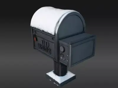 Snowy Mailbox 3D Model Winter Street Christmas  Low-poly 3D model