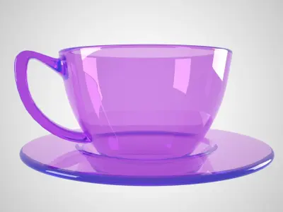 Coffee Cup Clear Glass Light Purpal Color 3D model