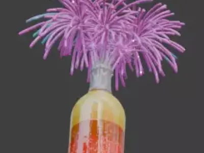 Stylized Cartoon Celebration Fireworks Bottle 3D Model Low-poly 3D model