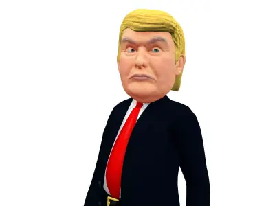 Donald Trump Caricature low poly rigged animated Low-poly 3D model