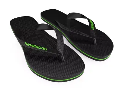 Black and Green Havaianas - Realistic Flip Flops Low-poly 3D model