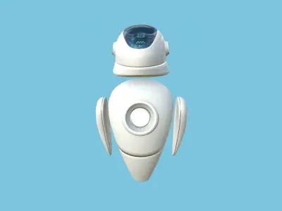 Flying Robot 01 White - Character SciFi Design Low-poly 3D model