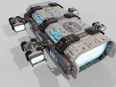 Sci-fi space yard Low-poly 3D model