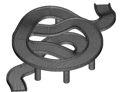 Wooden Architectural Complex Bridge 3D model