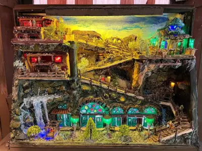 Handmade Mountain Village Diorama LED Lit PBR Asset 3D model