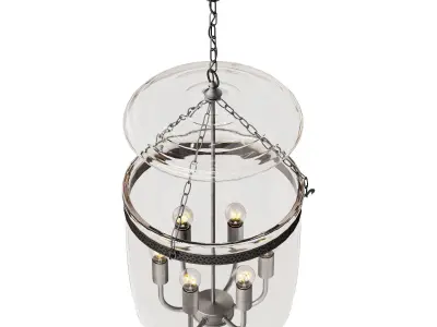 Flamant ruford glass 6 lamps chandelier 3D model