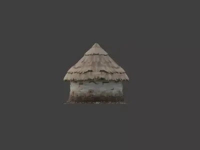 Rustic Straw Hut Low-poly 3D model