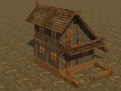 Medieval house 16 Low-poly 3D model