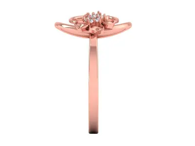 Solitaire Wedding Engagement Women Light Weight Flower Rings 3D print model 6