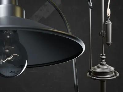 Glendale Pulley Task Floor Lamp - Williamsburg Lighting Style 3D model