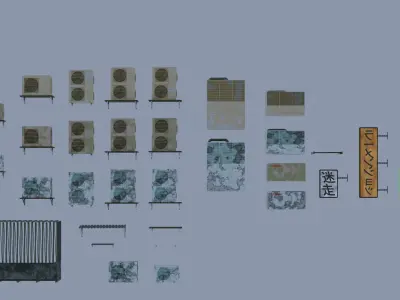 Dystopian  Hong Kong-styled building pack 3D model