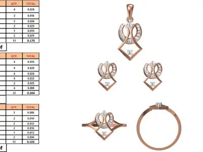 Light wt Ring Earrings Pendant set stl jcd 1-render details  3D print model purchase