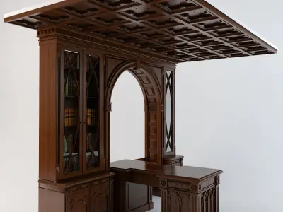 Cabinet bookcase with arched door 3D model