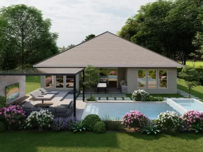 3D Exterior Scene 3D model design garden and landscape 3D 3D model 9