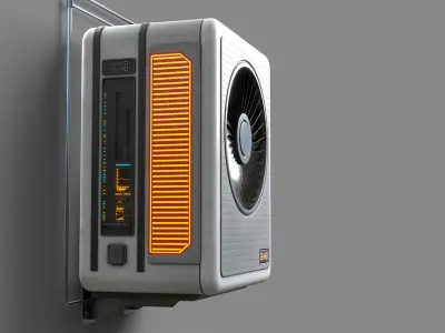 Sci-Fi Cyberpunk Air Conditioner Low-poly 3D model