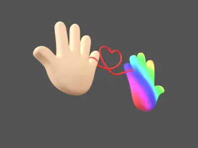 Hand with Red Line Icon v1 018 Low-poly 3D model