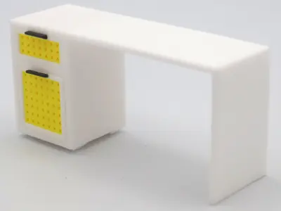 Desk with functional door drawer and customizable panel  3D print model