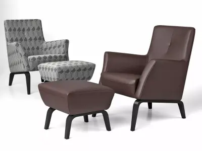 Palio Armchair Low  Pouf 3D model