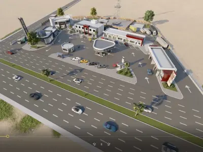 Lumion 10 Petrol station full project exterior animation 3D model