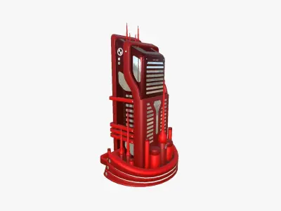 SciFi Building A05 Red - Sci Fi Exterior Design Low-poly 3D model