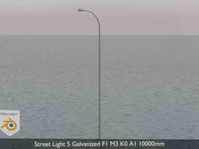 Street Light 5 Galvanized F1 M3 K0 A1 10000mm  Low-poly 3D model