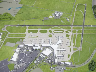  Melbourne Airport Low-poly 3D model
