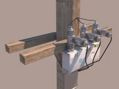 Detailed Power - Cable - Telephone Pole 3D model