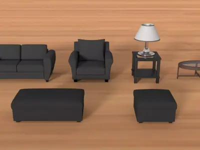 Modern Living Room Asset Pack Low-poly 3D model