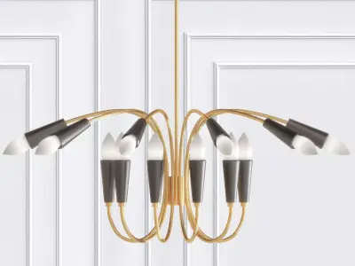 Aretha modern chandelier with six arms 3D model