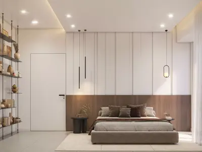 Modern 1 Bedroom Apartment  Complete Interior 3D Scene  3D model