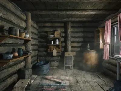 Log Cabin Low-poly 3D model