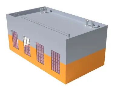 Factory Building B Low-poly 3D model