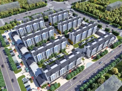 Modern Mid-Rise Residential Community 3D model