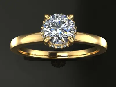 Solitaire Diamond Basket Rope Gallery Engagement Ring 3D print model