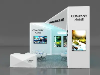 Booth Exhibition Stand Stall 8x6m Height 450 cm 3 Side Open 3D model