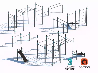 Professional Outdoor Workout Equipment Set 3D model