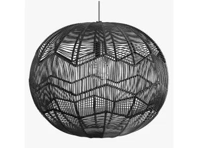  Kenroy Snaggle 1 Light Rattan Pendant with Black Finish 3D model