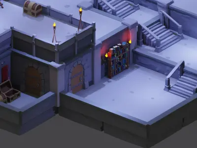 Dungeon Pack - 52 Assets Low-poly 3D model