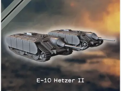 E-10 Hetzer 2 II Entwicklung light tank destroyer - Germany East 3D print model
