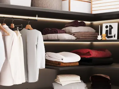 Corner wardrobe with glass doors 3D model