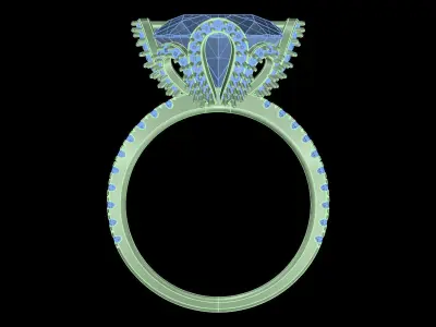 light weight  Yellow gold diamond rings-PR-482-DIA 3D print model