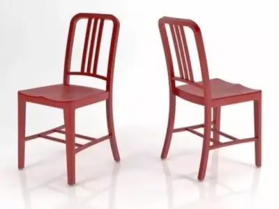 Dining Set 4 four different colored plastic chairs 3D model