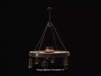 Wagon Wheel Chandelier  3D Model Pack
