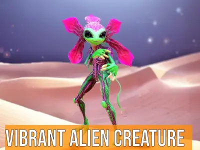 Vibrant Alien Creature model pack Low-poly 3D model