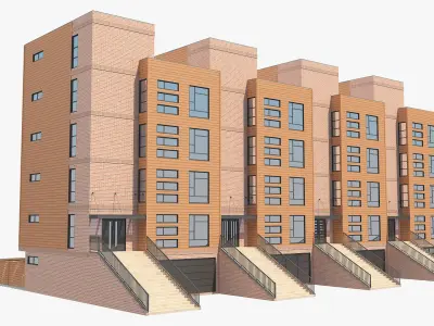 Modern Townhouse Building 1 3D model