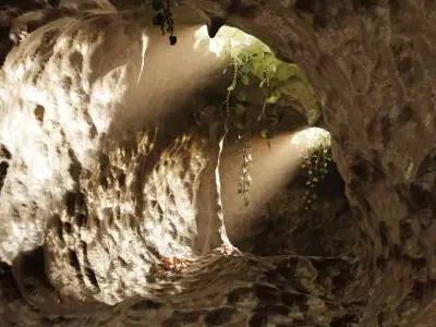 Cave V1  - Underground Tunnel Environment with Vegetation 3D model