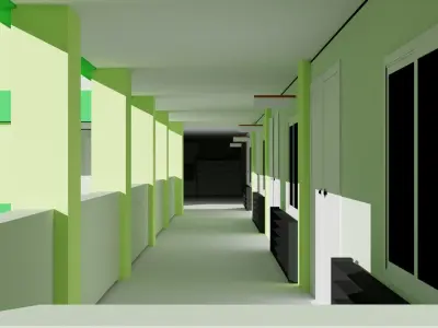 buliding school 3D model Low-poly 3D model